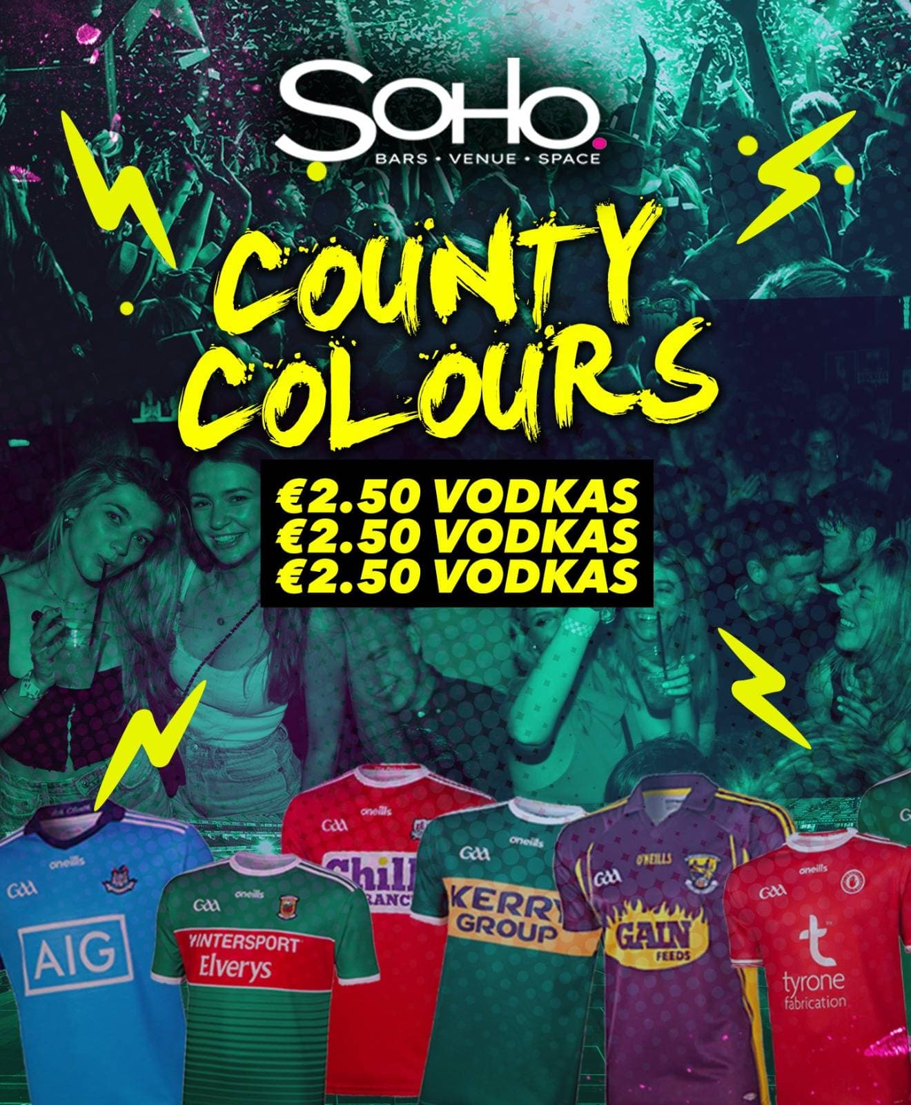 County Colours at Soho - €2.50 Vodkas - Over 18s event image